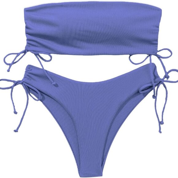 2025 Strapless Bathing Suits Bandeau Bikini Set 2 Piece - Picture 2 of 6